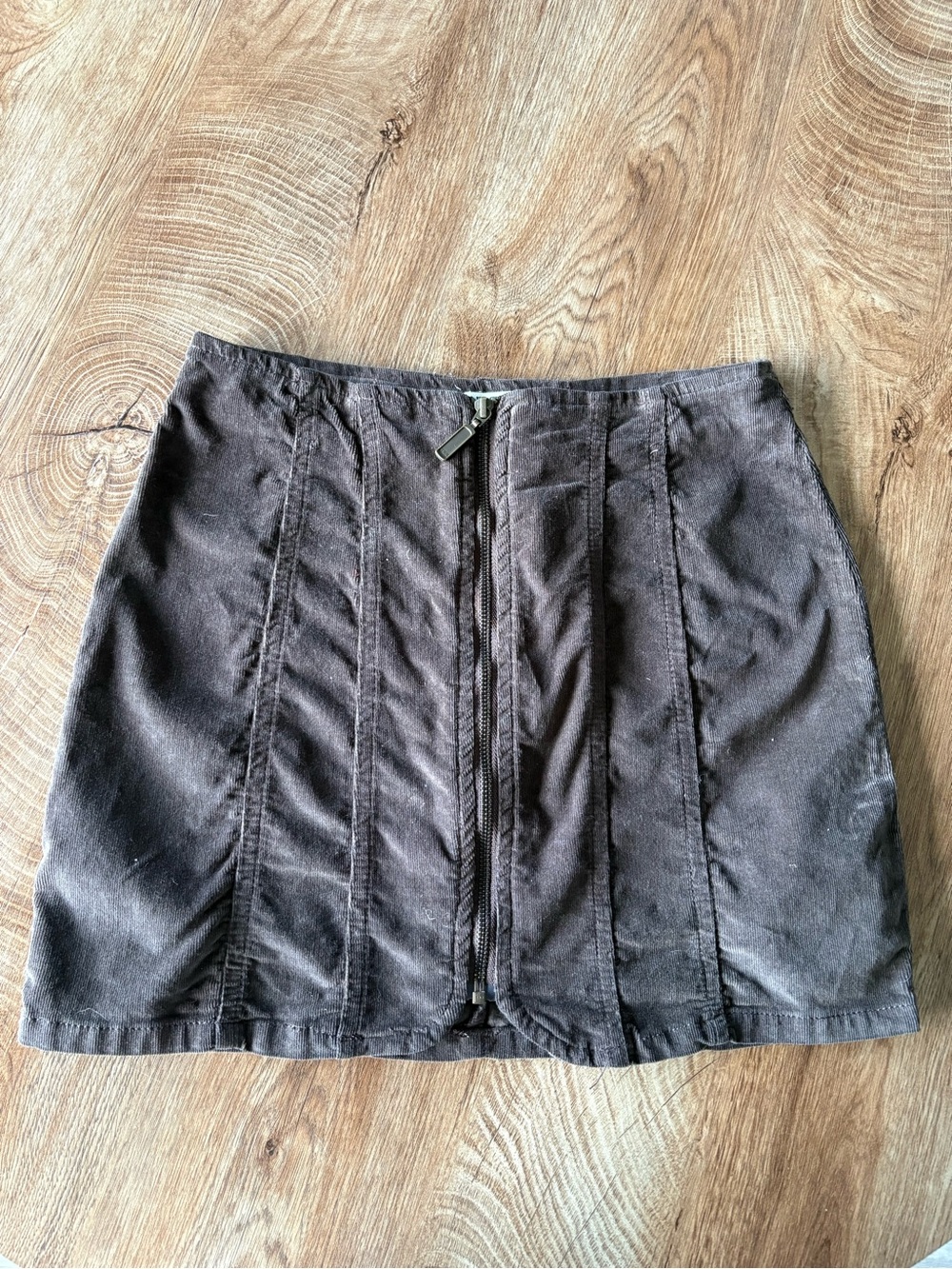 We The Free Brown Corduroy Front-Zip Panel Mini Skirt